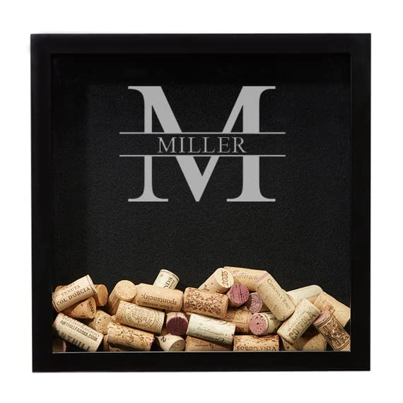 Personalized Wine Cork Shadow Box, Wine Cork Display, Wine Cork Holder, Storage, Custom Engraved, Wedding Gift, Gift for Her, Wife, Mom, Wall Mounted or Free Standing (Distressed Wood)