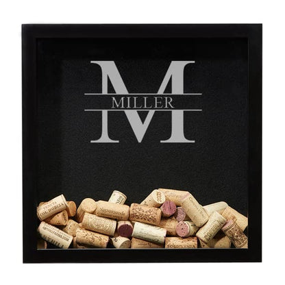 Personalized Wine Cork Shadow Box, Wine Cork Display, Wine Cork Holder, Storage, Custom Engraved, Wedding Gift, Gift for Her, Wife, Mom, Wall Mounted or Free Standing (Distressed Wood)