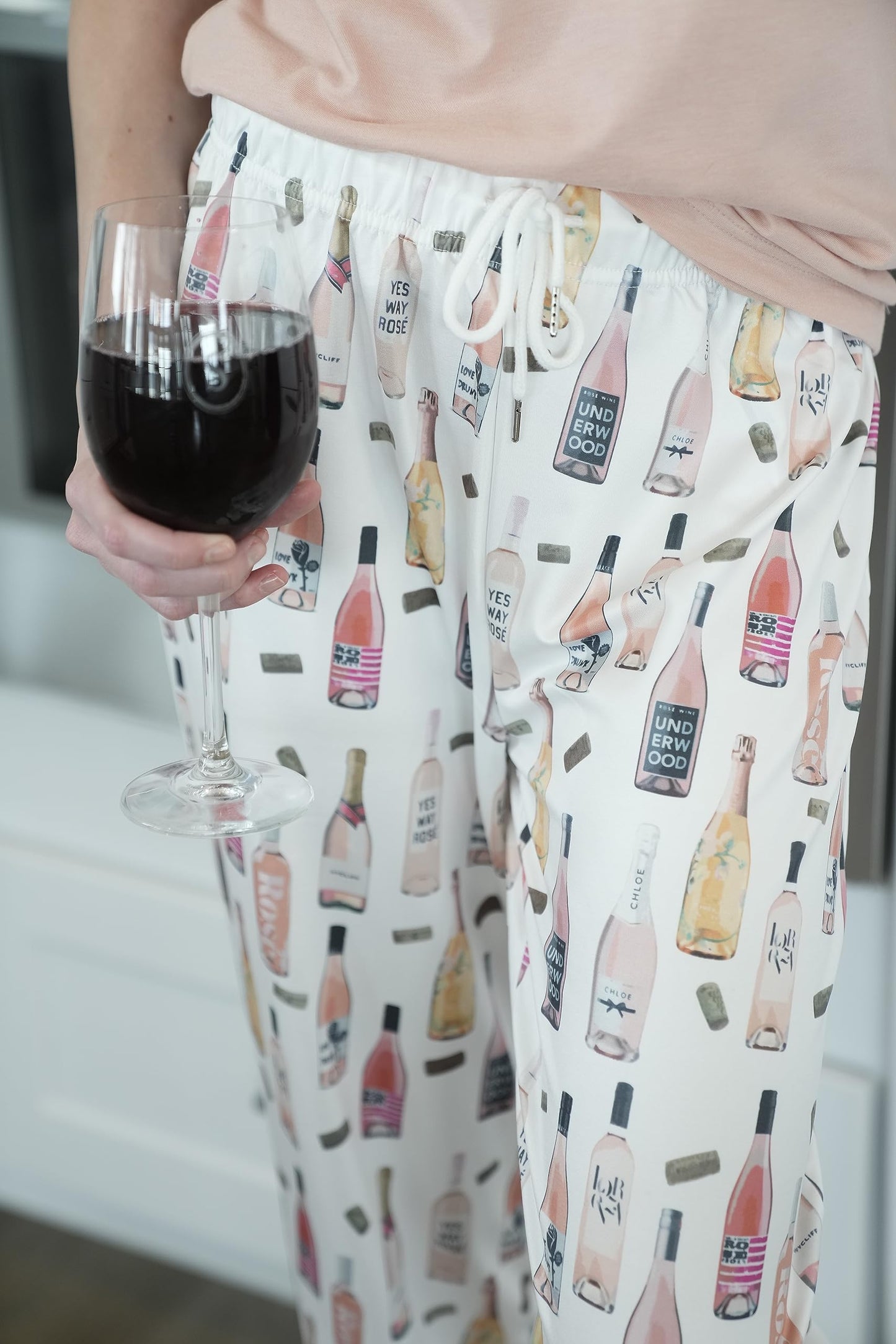 Wine Pajama Set - Pajamas for Women Set, Wine Pajama Pants, Champagne Pajamas for Women